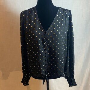 Express Black and Gold Polka Dot Blouse, Size M